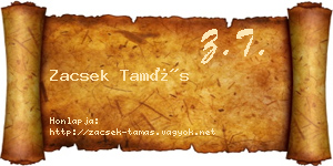Zacsek Tamás névjegykártya